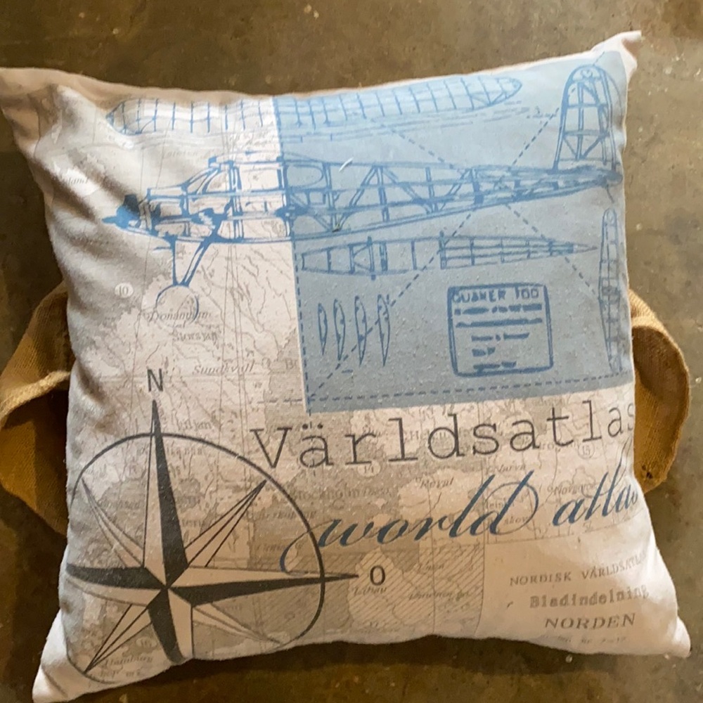 Throw pillow - vintage airplane maps x2